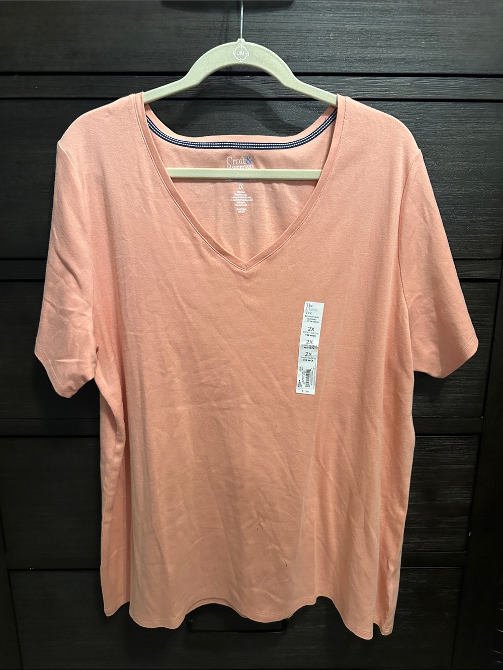croft & barrow Peach V-Neck Short Sleeve Tee